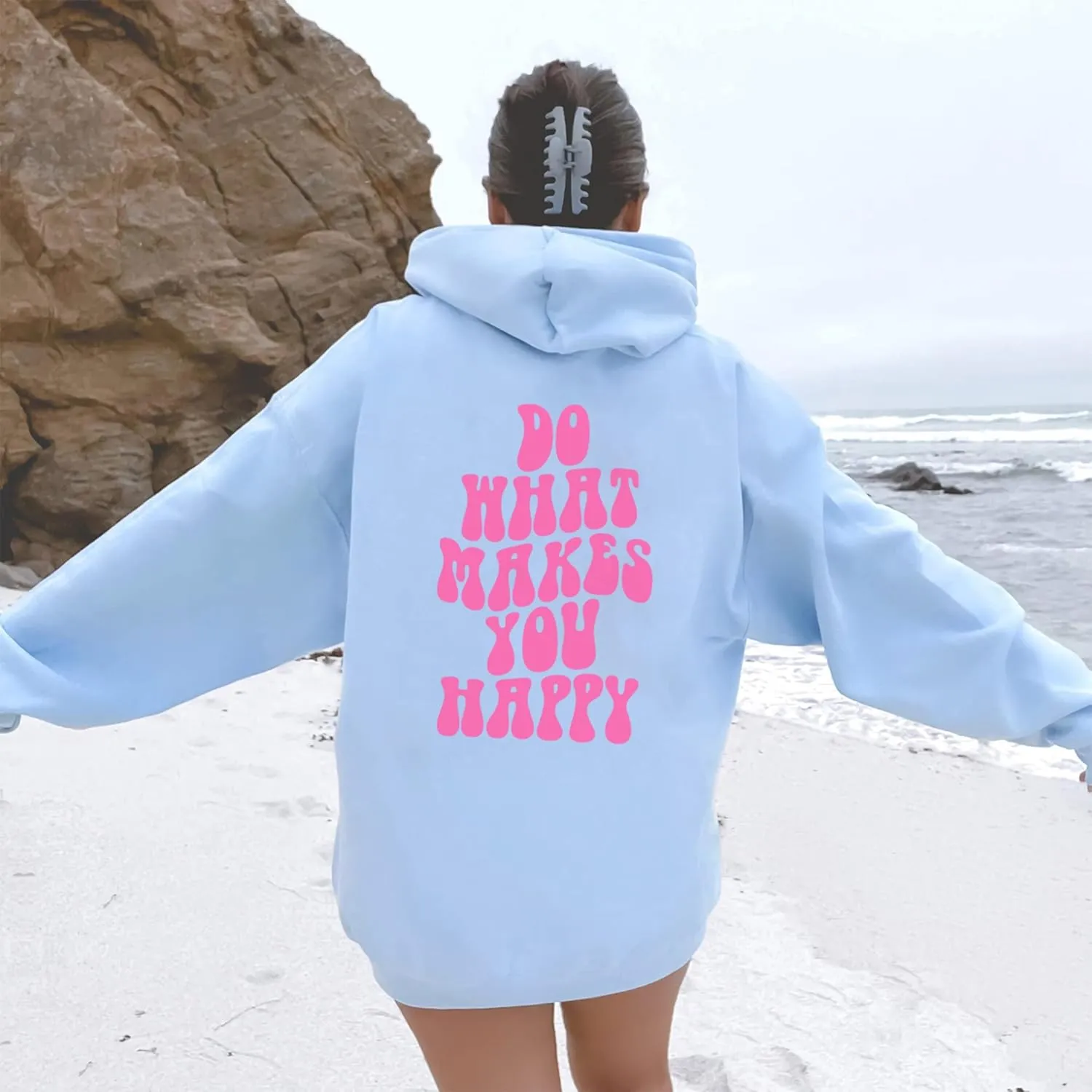 LASFOUR Have A Good Day Hoodies With Sayings On Back for Teen Girls, Trendy Sweatshirts for Teen Girls, Preppy Sweatshirts