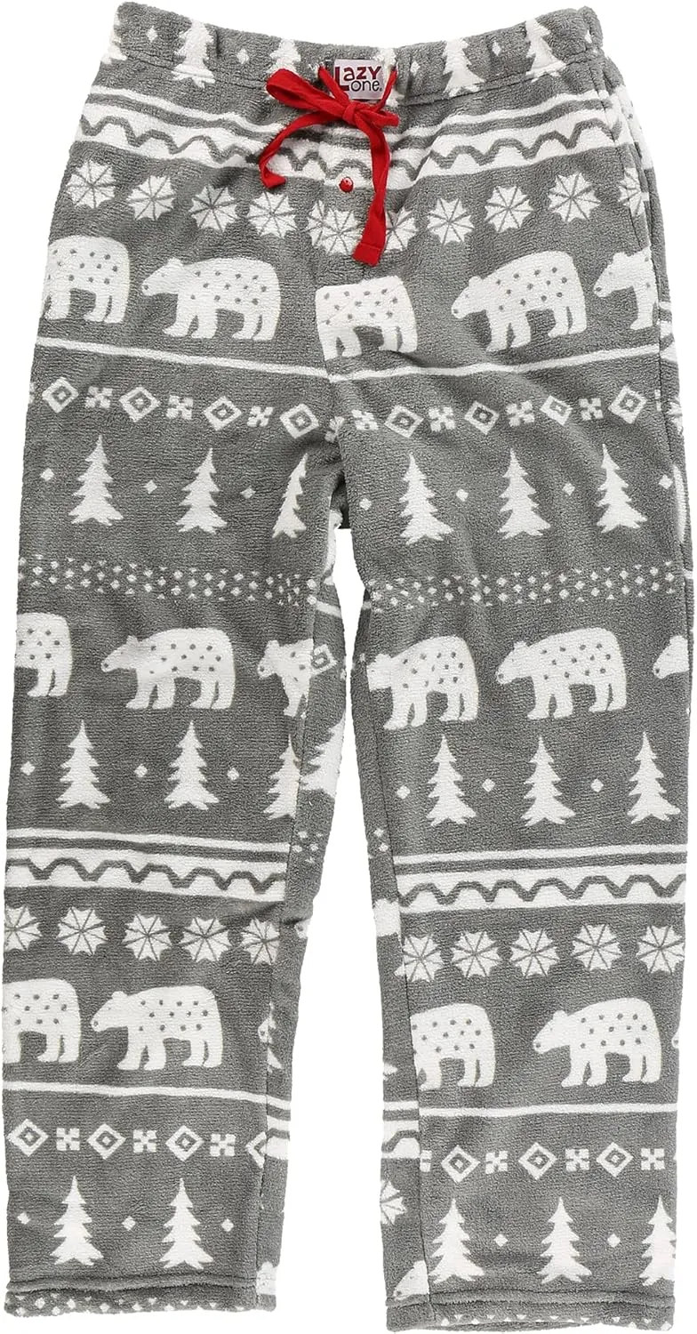 Lazy One Men's Fleece Pajama Pants, Nordic Fleece Pajama Bottoms for Men, Warm Pajama Pants