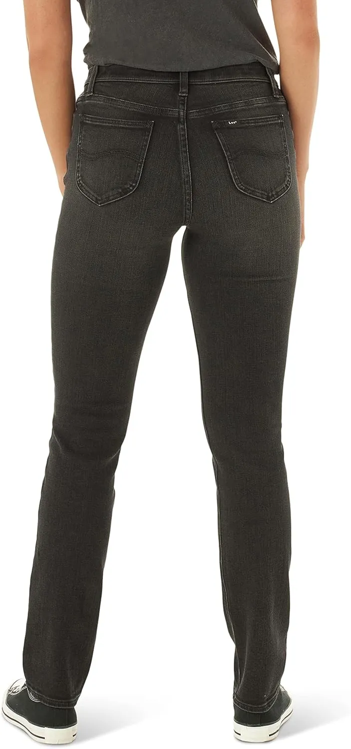 Lee Women's Petite Ultra Lux Mid Rise Slim Fit Straight Leg Jean
