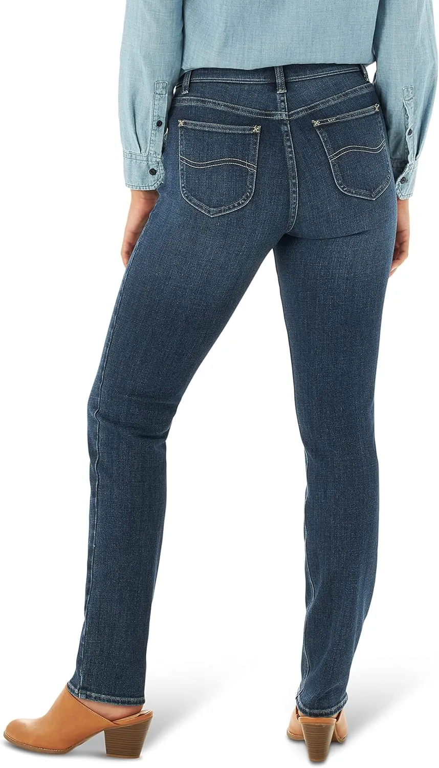 Lee Women's Petite Ultra Lux Mid Rise Slim Fit Straight Leg Jean