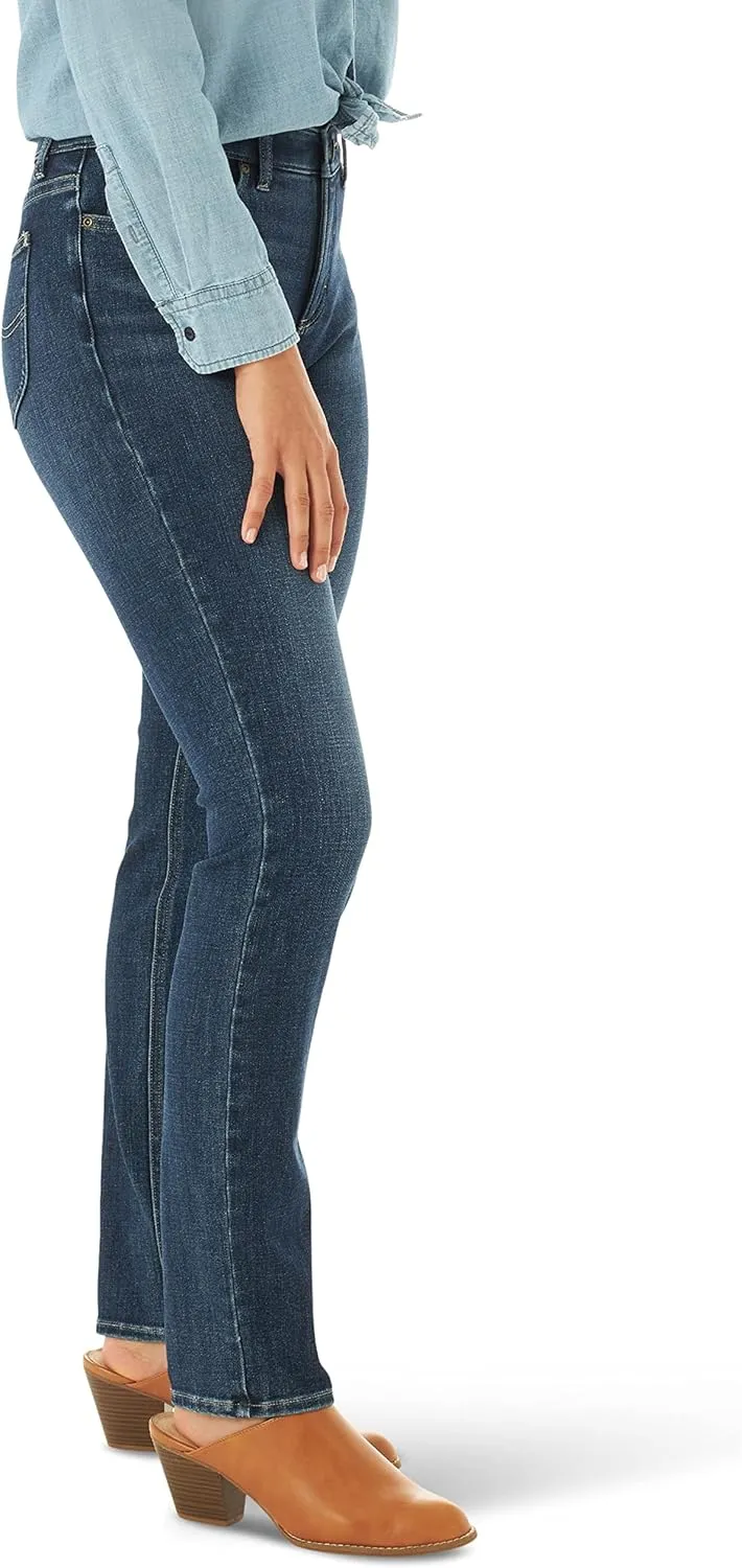 Lee Women's Petite Ultra Lux Mid Rise Slim Fit Straight Leg Jean