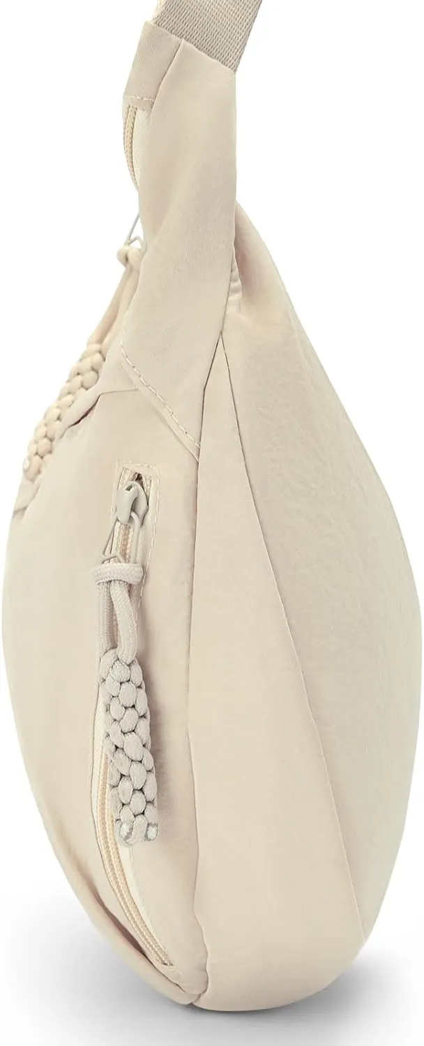 Lightweight Nylon Crossbody Bag for Women & Men - Multi-Pocket Moon Dumpling Sling Bag