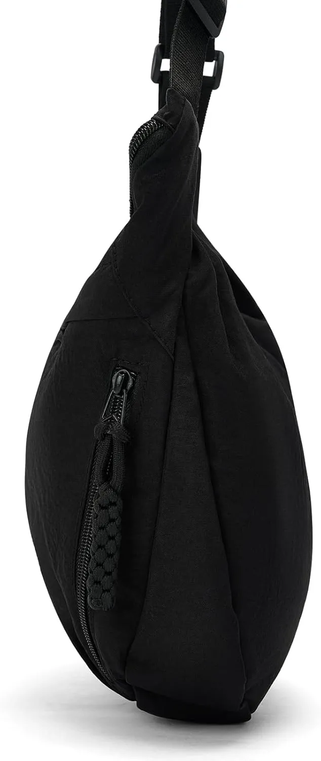 Lightweight Nylon Crossbody Bag for Women & Men - Multi-Pocket Moon Dumpling Sling Bag