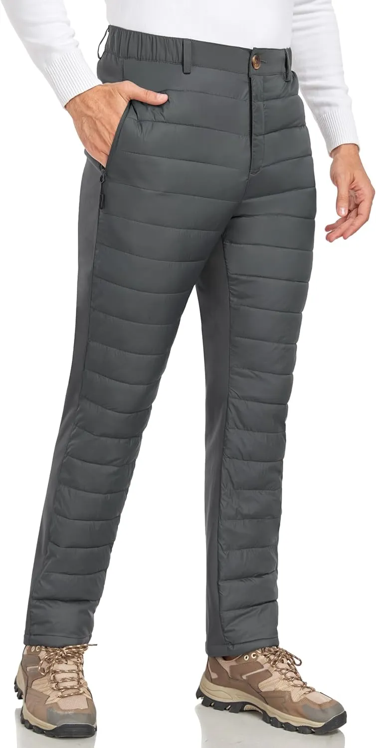 Little Donkey Andy Men's Puffer Pants Warm Fleece Lined Quilted Insulation Snow Ski Pants
