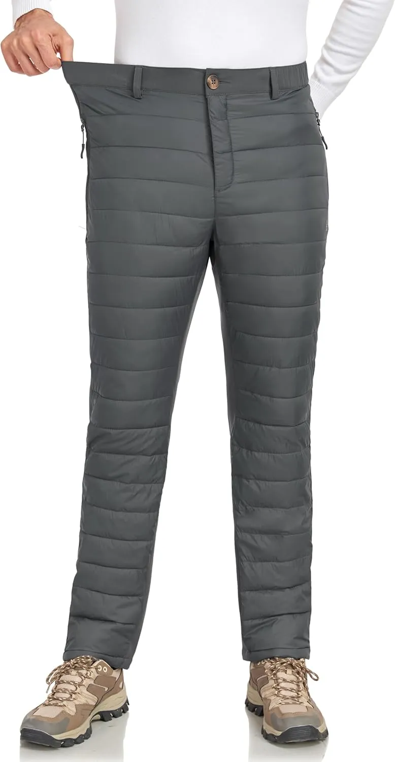 Little Donkey Andy Men's Puffer Pants Warm Fleece Lined Quilted Insulation Snow Ski Pants