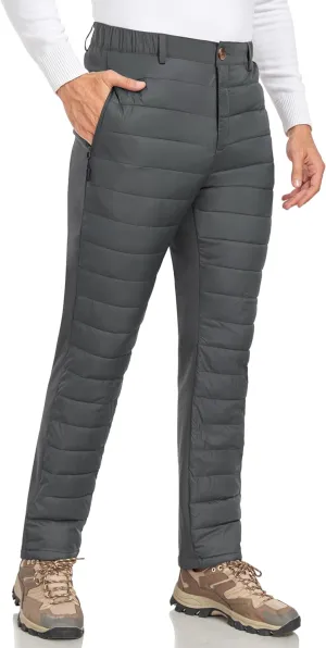 Little Donkey Andy Men's Puffer Pants Warm Fleece Lined Quilted Insulation Snow Ski Pants