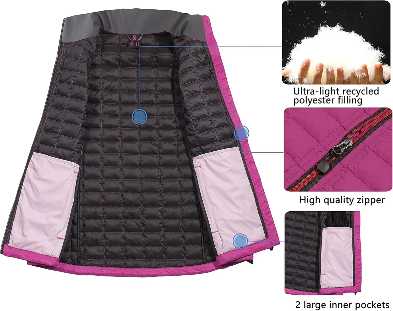 Little Donkey Andy Women's Puffer Vest, Lightweight Warm Sleeveless Jacket for Hiking Travel Golf