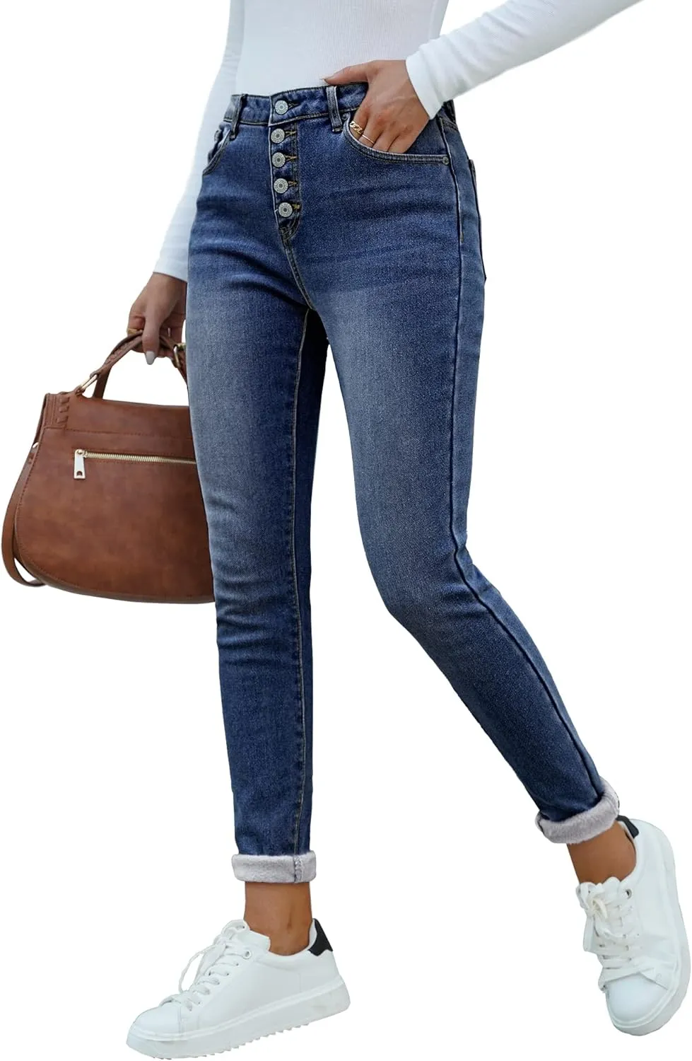 luvamia Women's Fleece Lined Jeans Winter Thermal Denim Jeggings Skinny High Waisted Stretch Warm Leggings