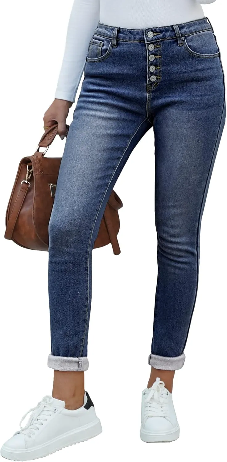 luvamia Women's Fleece Lined Jeans Winter Thermal Denim Jeggings Skinny High Waisted Stretch Warm Leggings
