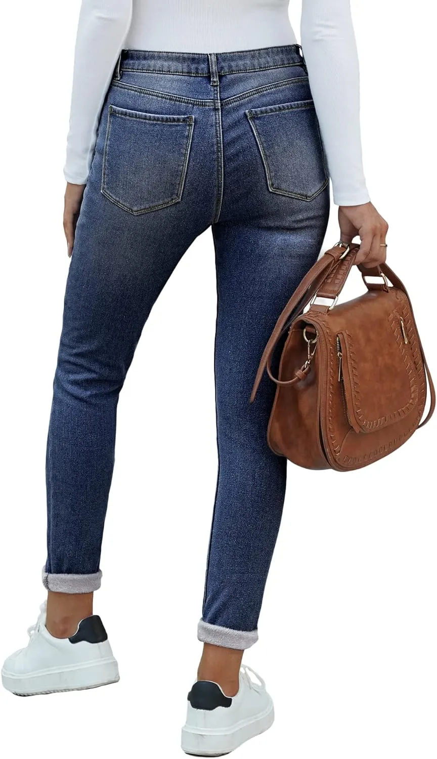 luvamia Women's Fleece Lined Jeans Winter Thermal Denim Jeggings Skinny High Waisted Stretch Warm Leggings