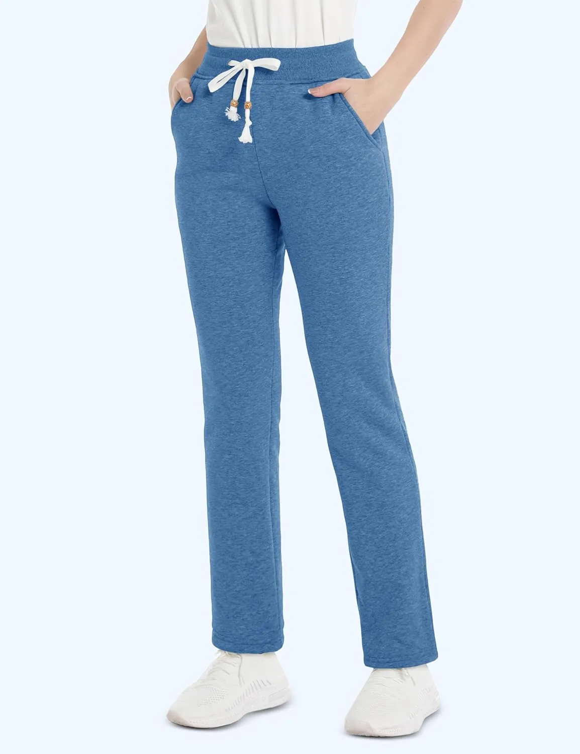MAGCOMSEN Women's Sherpa Lined Sweatpants with Pockets Warm Thick Fleece Winter Casual Lounge Pants