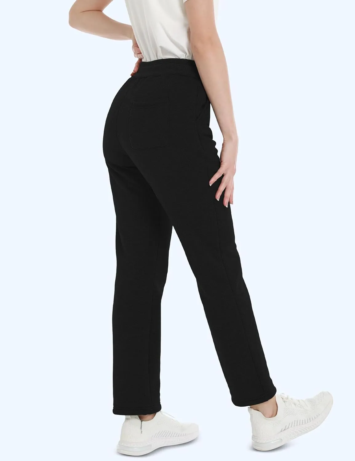 MAGCOMSEN Women's Sherpa Lined Sweatpants with Pockets Warm Thick Fleece Winter Casual Lounge Pants