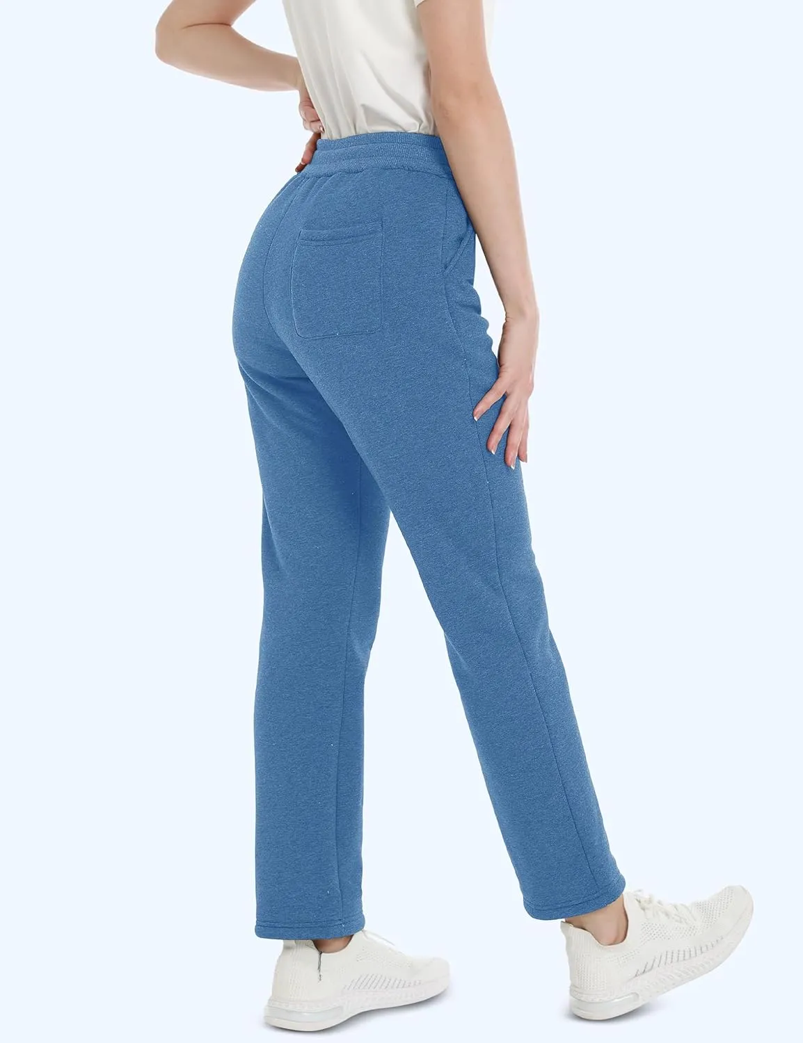 MAGCOMSEN Women's Sherpa Lined Sweatpants with Pockets Warm Thick Fleece Winter Casual Lounge Pants