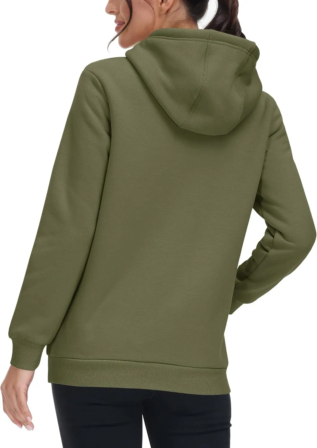 MAGCOMSEN Women's Winter Sherpa Lined Hoodie Warm Fleece Heavyweight Cotton Pullover Plain Hooded Sweatshirt with Pocket