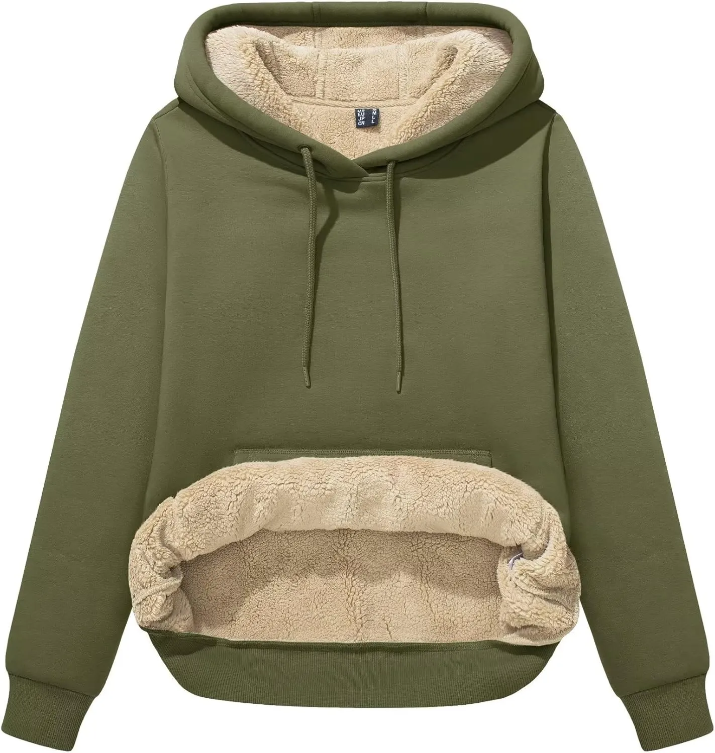 MAGCOMSEN Women's Winter Sherpa Lined Hoodie Warm Fleece Heavyweight Cotton Pullover Plain Hooded Sweatshirt with Pocket