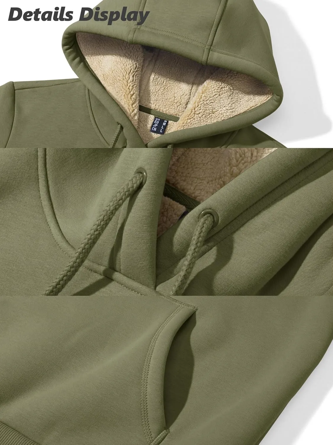 MAGCOMSEN Women's Winter Sherpa Lined Hoodie Warm Fleece Heavyweight Cotton Pullover Plain Hooded Sweatshirt with Pocket