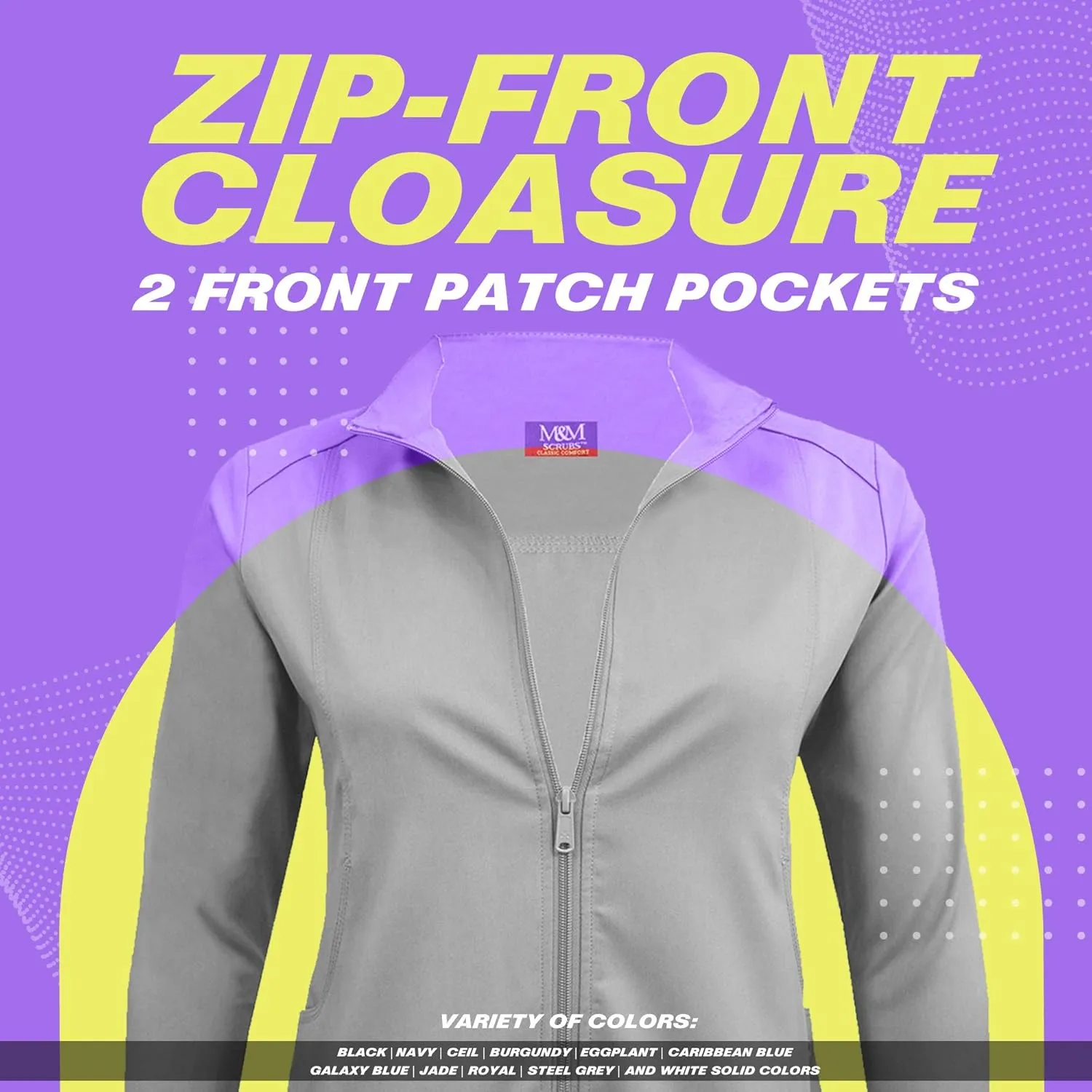M&M SCRUBS Women's Ultra Soft Front Zip Warm-Up Scrub Jacket