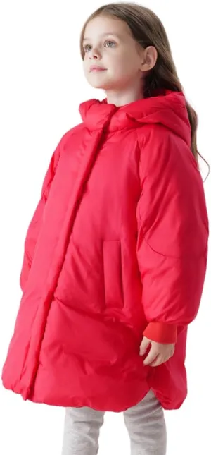 marc & janie Girls Long Sleeve Hooded Down Jacket Mid-Length Warm Coat Winter Tops 213655