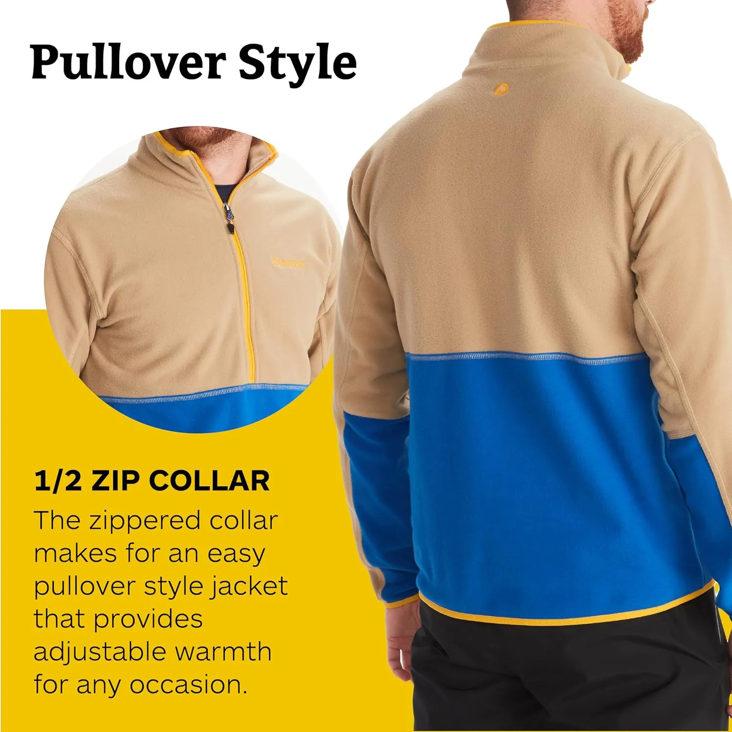 MARMOT Men's Rocklin 1/2 Zip Jacket - Classic, Warm, Lightweight 100-Weight Fleece Layer