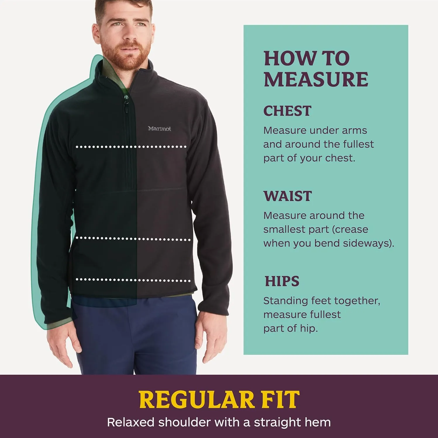 MARMOT Men's Rocklin 1/2 Zip Jacket - Classic, Warm, Lightweight 100-Weight Fleece Layer