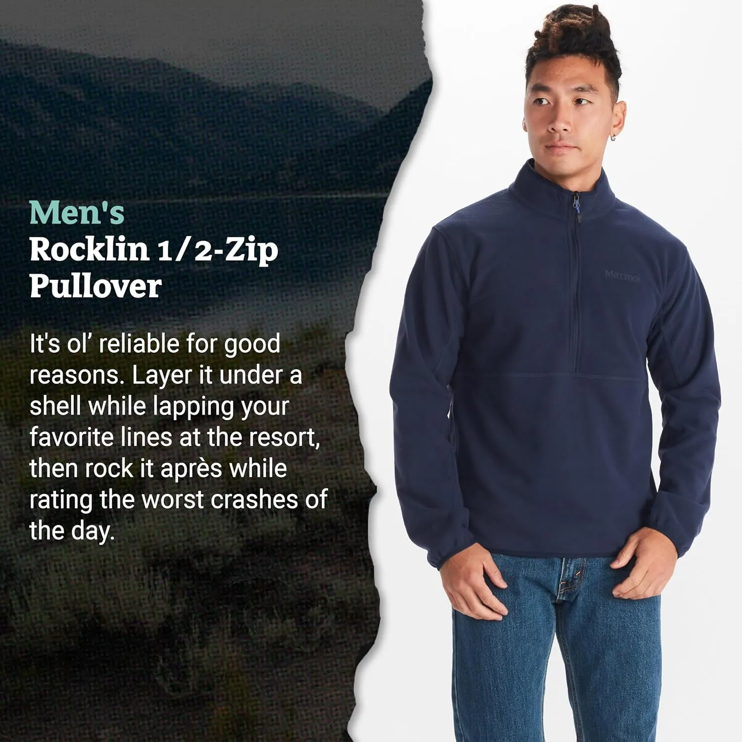 MARMOT Men's Rocklin 1/2 Zip Jacket - Classic, Warm, Lightweight 100-Weight Fleece Layer
