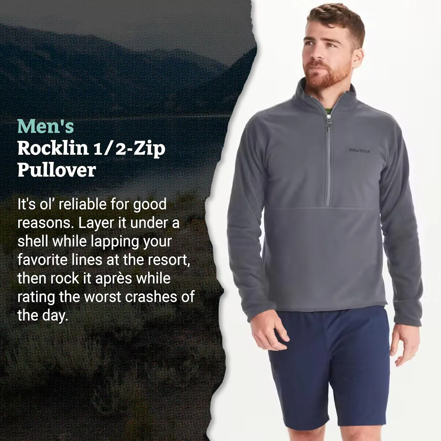 MARMOT Men's Rocklin 1/2 Zip Jacket - Classic, Warm, Lightweight 100-Weight Fleece Layer