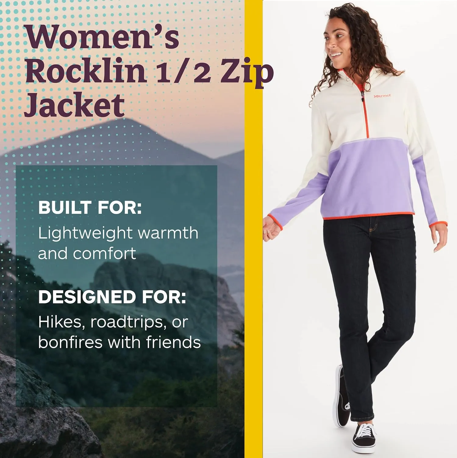 MARMOT Women's Rocklin 1/2 Zip Jacket - Classic, Warm, Lightweight 100-Weight Fleece Layer
