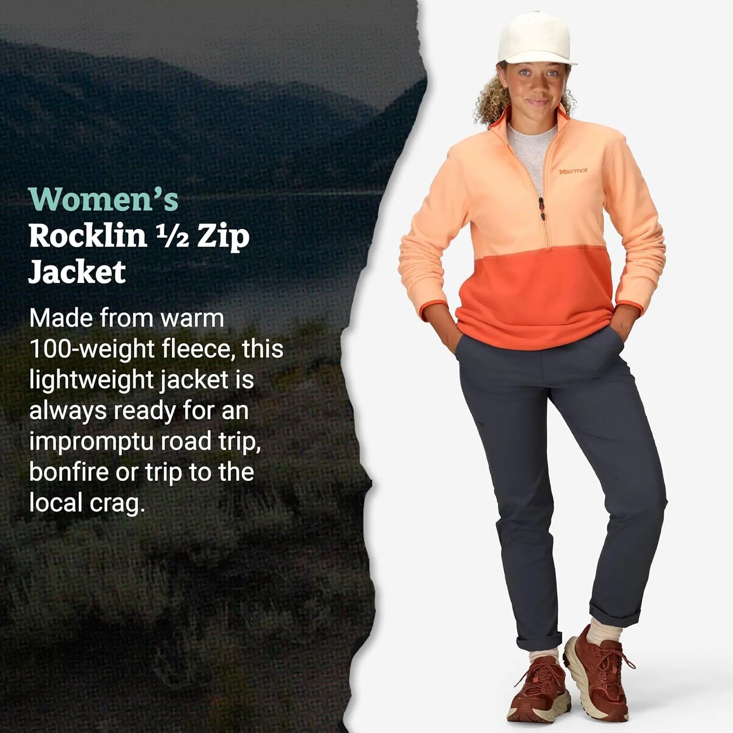 MARMOT Women's Rocklin 1/2 Zip Jacket - Classic, Warm, Lightweight 100-Weight Fleece Layer