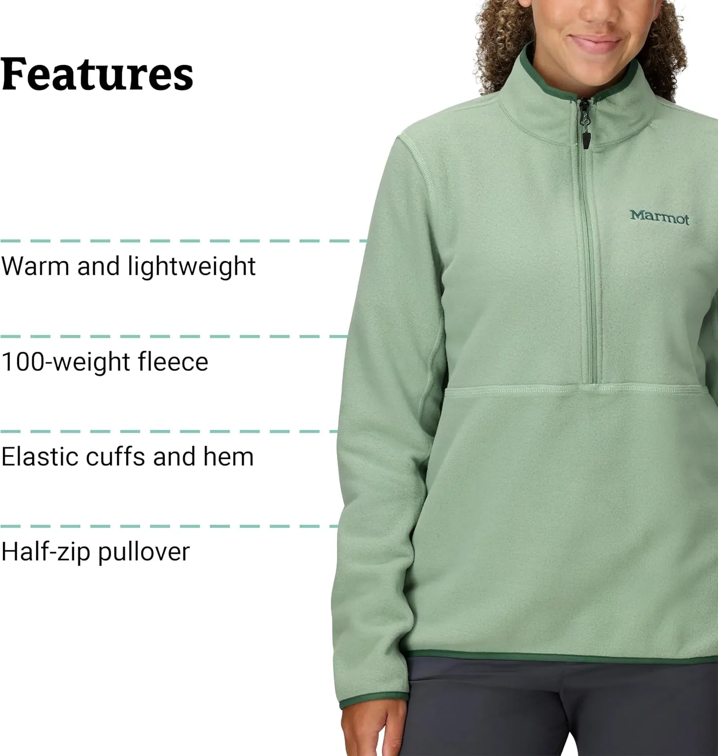 MARMOT Women's Rocklin 1/2 Zip Jacket - Classic, Warm, Lightweight 100-Weight Fleece Layer