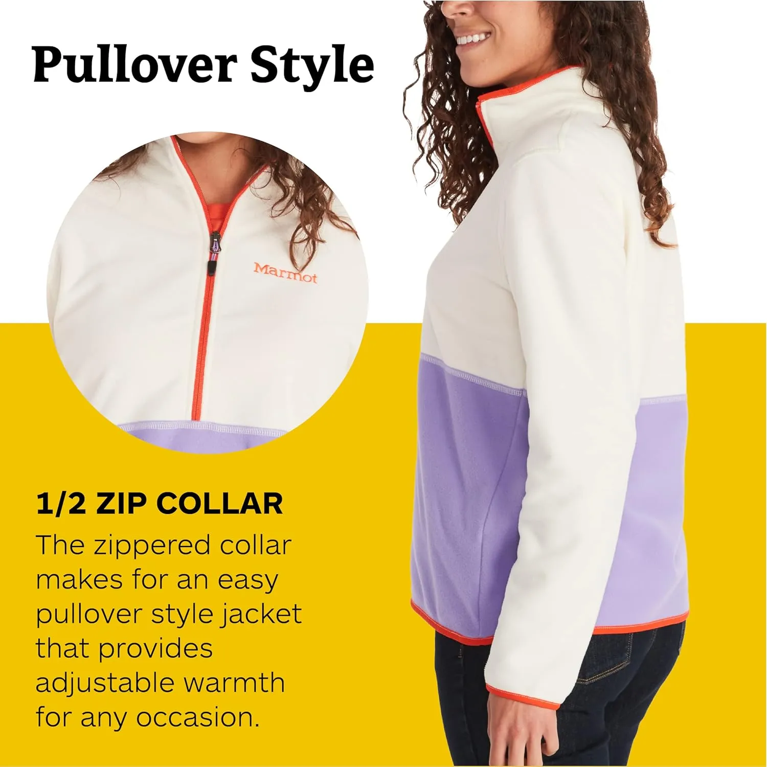 MARMOT Women's Rocklin 1/2 Zip Jacket - Classic, Warm, Lightweight 100-Weight Fleece Layer