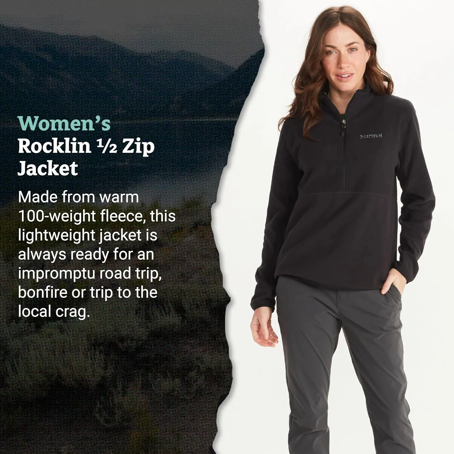 MARMOT Women's Rocklin 1/2 Zip Jacket - Classic, Warm, Lightweight 100-Weight Fleece Layer