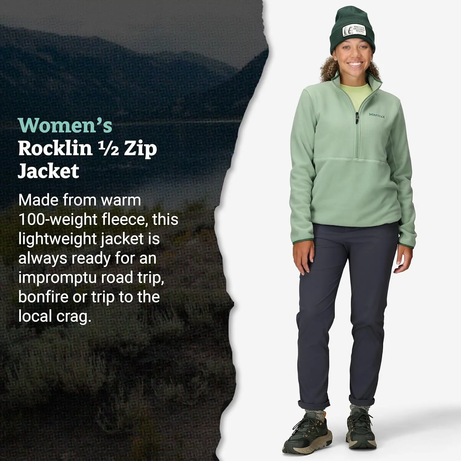 MARMOT Women's Rocklin 1/2 Zip Jacket - Classic, Warm, Lightweight 100-Weight Fleece Layer