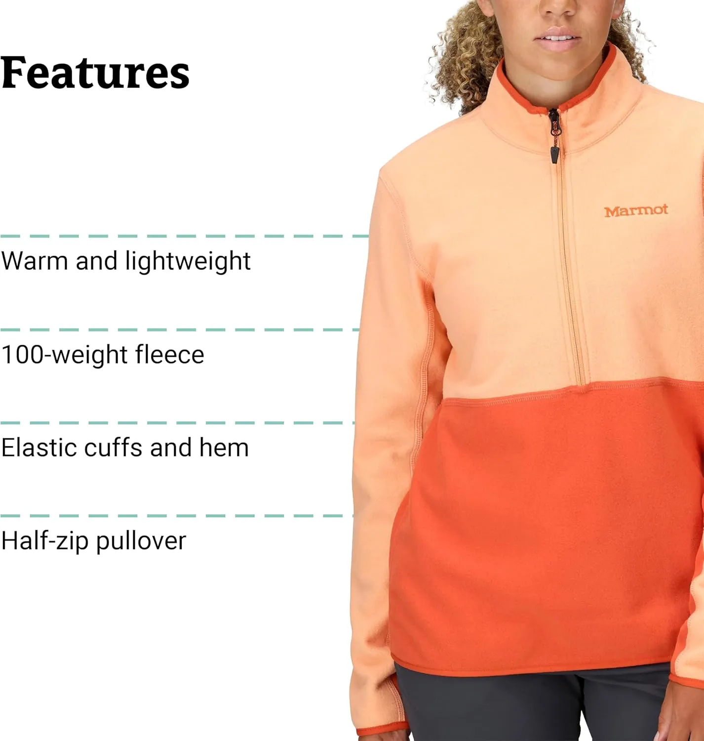 MARMOT Women's Rocklin 1/2 Zip Jacket - Classic, Warm, Lightweight 100-Weight Fleece Layer