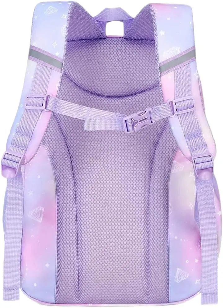MATMO Multi-Pocket Girls Boys School Backpack Kids Student Bookbag Travel Daypack (Purple)