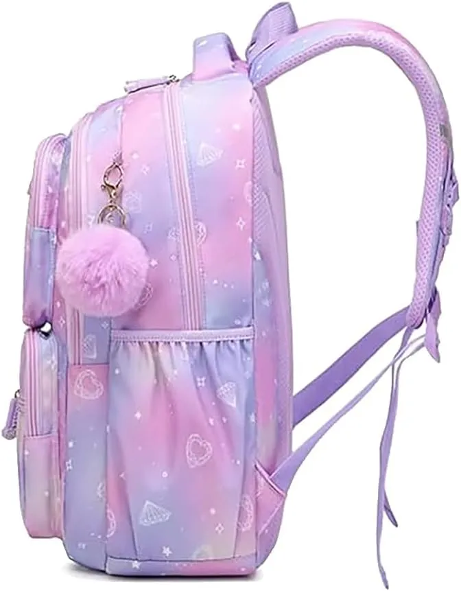 MATMO Multi-Pocket Girls Boys School Backpack Kids Student Bookbag Travel Daypack (Purple)