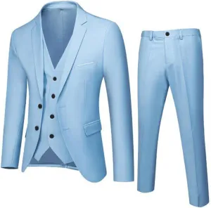Mens 3 Piece Slim Fit Solid Color Jacket Wedding Formal Prom Suit Blazer Jacket Vest Pants Mens Suits Big and Tall