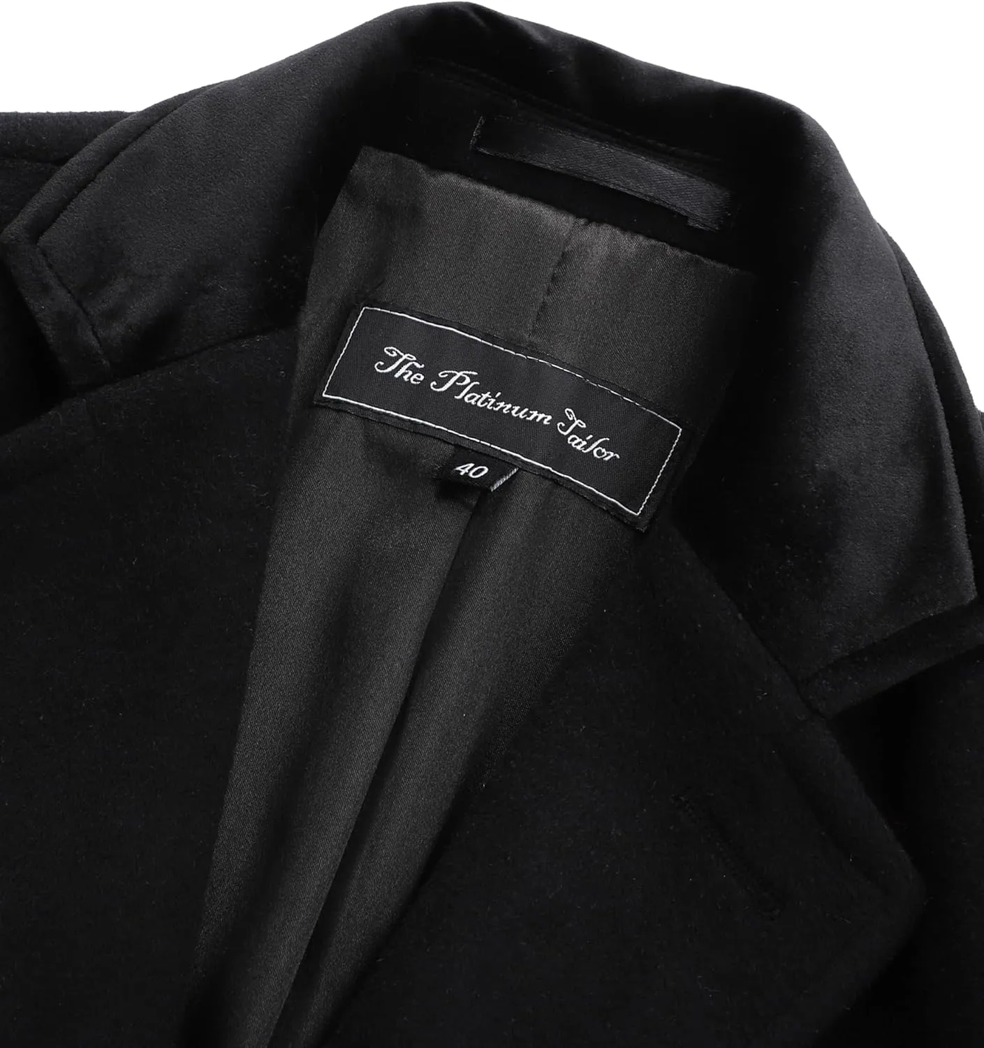 Mens Black Overcoat Wool & Cashmere Covert Warm Winter Mod Coat Velvet Collar & Red Satin Lining