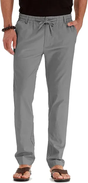 Men's Casual Pants Comfort Flat Front Stretch Dress Pants Business Work Pants Relaxed Fit Slack Straight Leg Trousers
