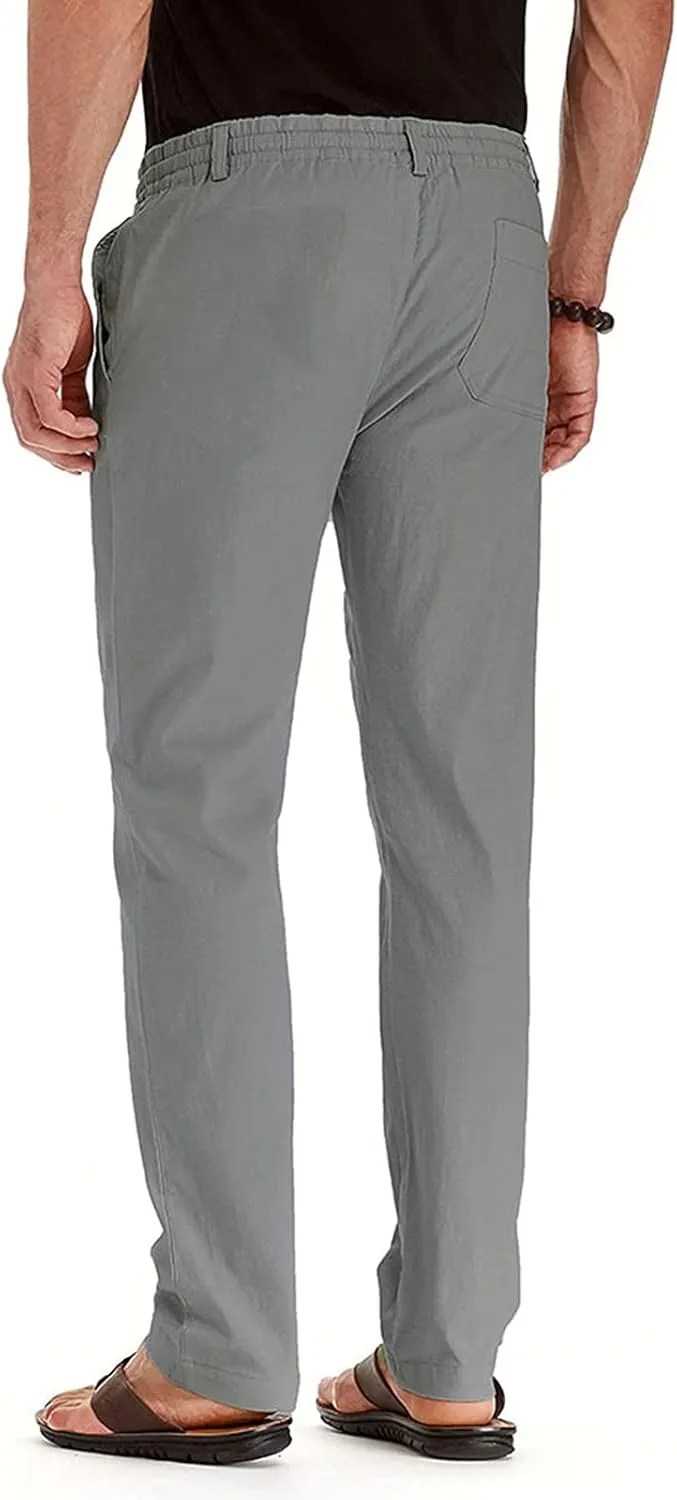 Men's Casual Pants Comfort Flat Front Stretch Dress Pants Business Work Pants Relaxed Fit Slack Straight Leg Trousers