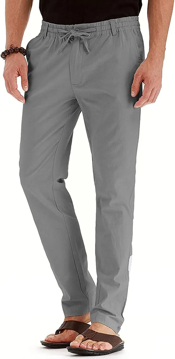 Men's Casual Pants Comfort Flat Front Stretch Dress Pants Business Work Pants Relaxed Fit Slack Straight Leg Trousers