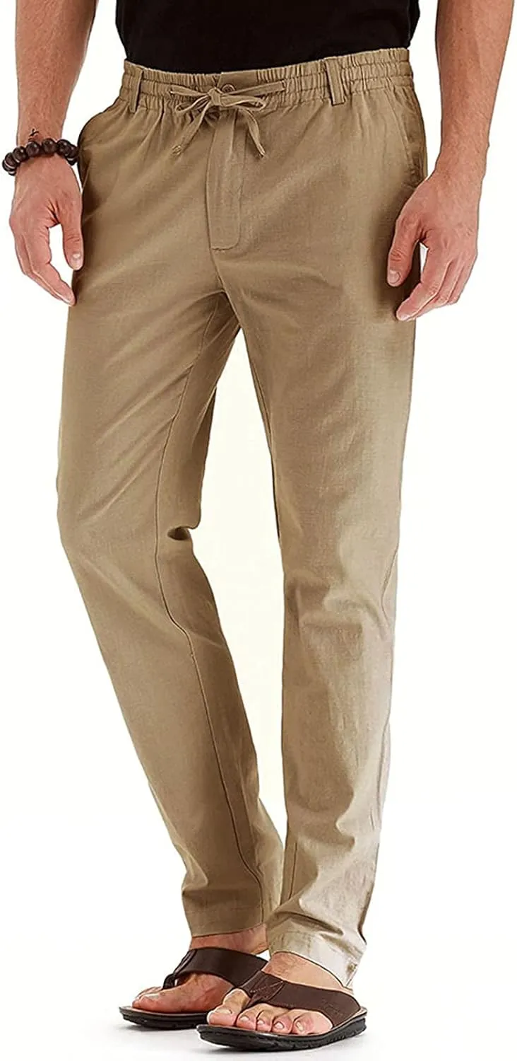 Men's Casual Pants Comfort Flat Front Stretch Dress Pants Business Work Pants Relaxed Fit Slack Straight Leg Trousers