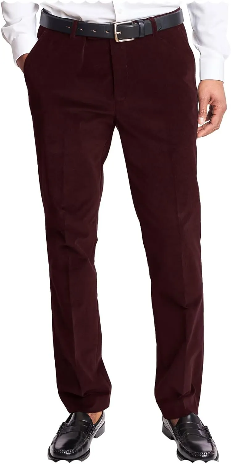 Men's Classic Fit Velvet Dress Pants for Wedding Dinner