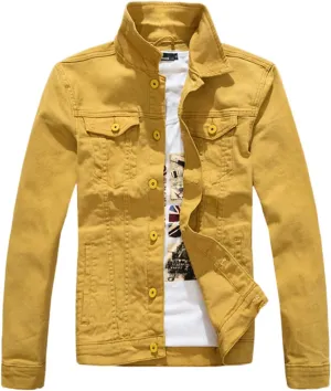 Men`s Classic Slim Fit Motorcycle Denim Jacket Coat