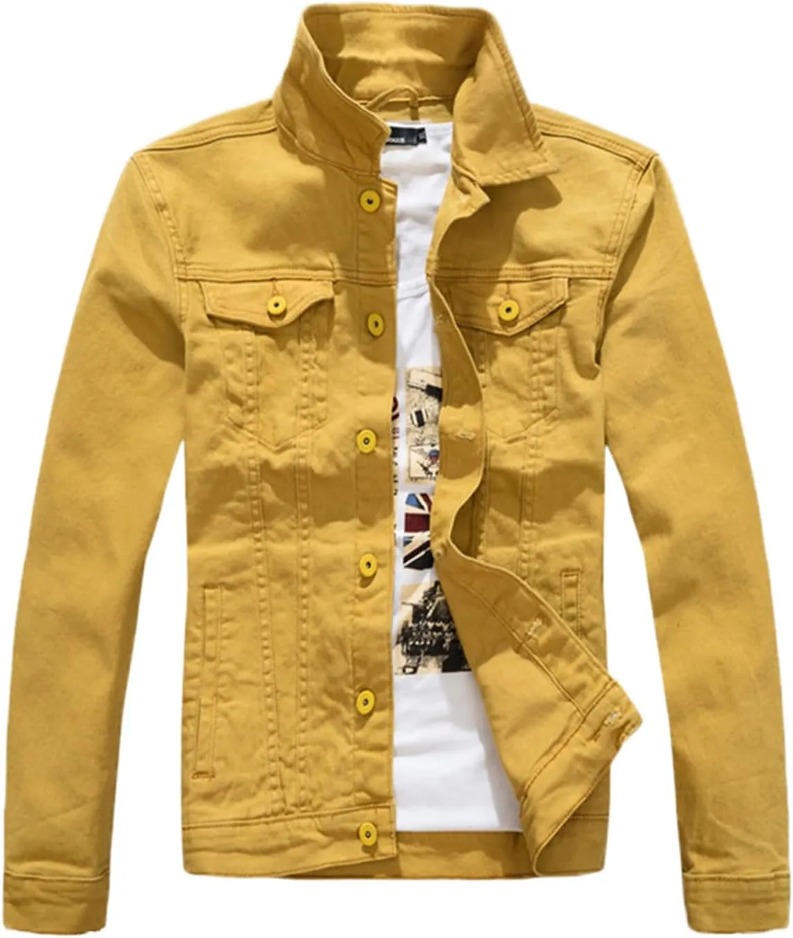 Men`s Classic Slim Fit Motorcycle Denim Jacket Coat
