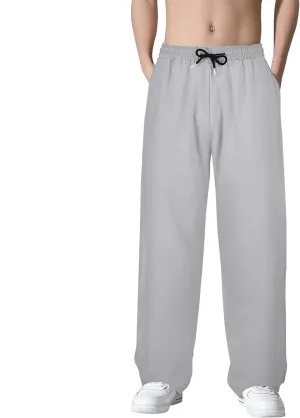 Mens Cotton Linen Pants Drawstring Elastic Waist Straight Leg Pant Workout Sport Pants Multi-Pocket Trousers