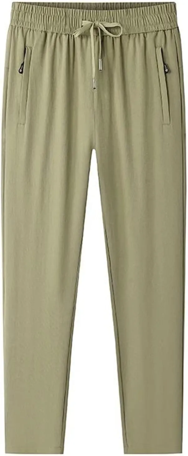 Men's Drawstring Straight Bloomers Trousers with Zipper Pockets Elastic Waisted Casual Harem Pants