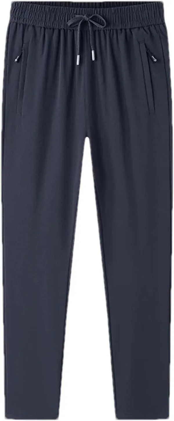 Men's Drawstring Straight Bloomers Trousers with Zipper Pockets Elastic Waisted Casual Harem Pants