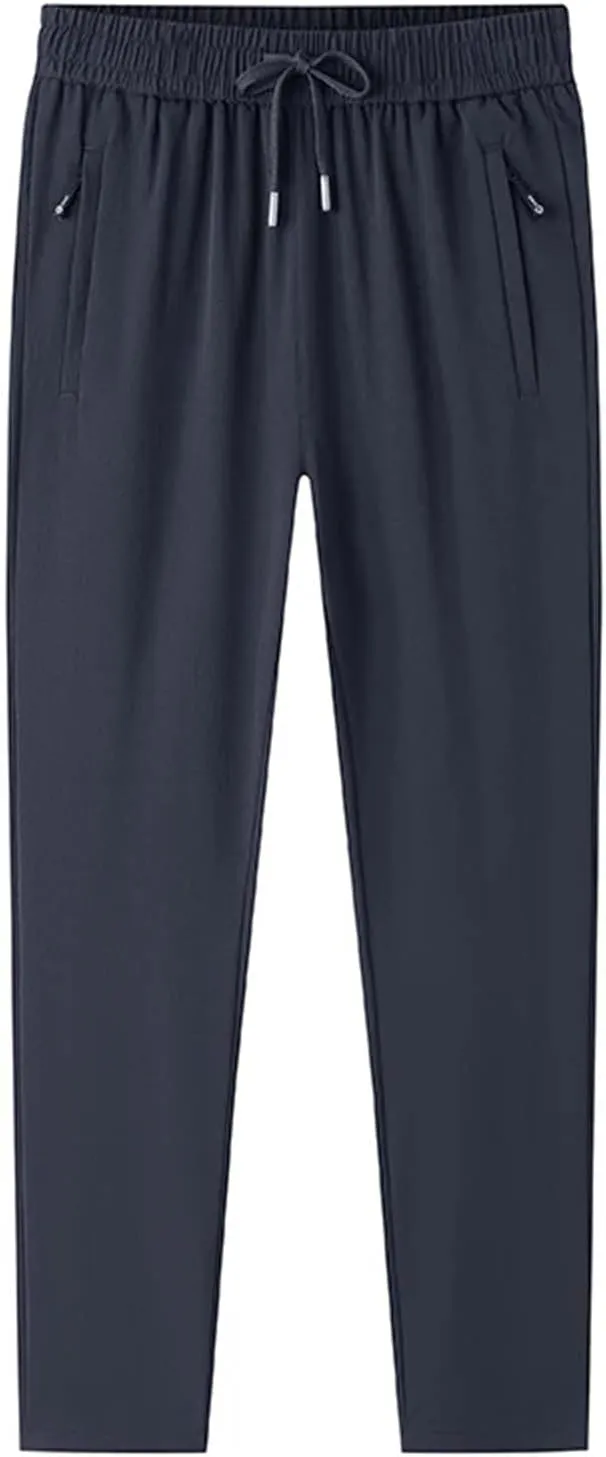 Men's Drawstring Straight Bloomers Trousers with Zipper Pockets Elastic Waisted Casual Harem Pants