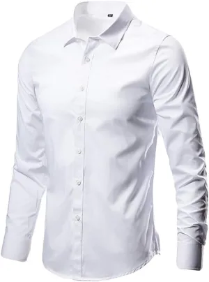 Men's Fashion Basic Business Casual Solid Colour Long Sleeve Button Down Shirt Suit Bottom Male Gentlemen's
