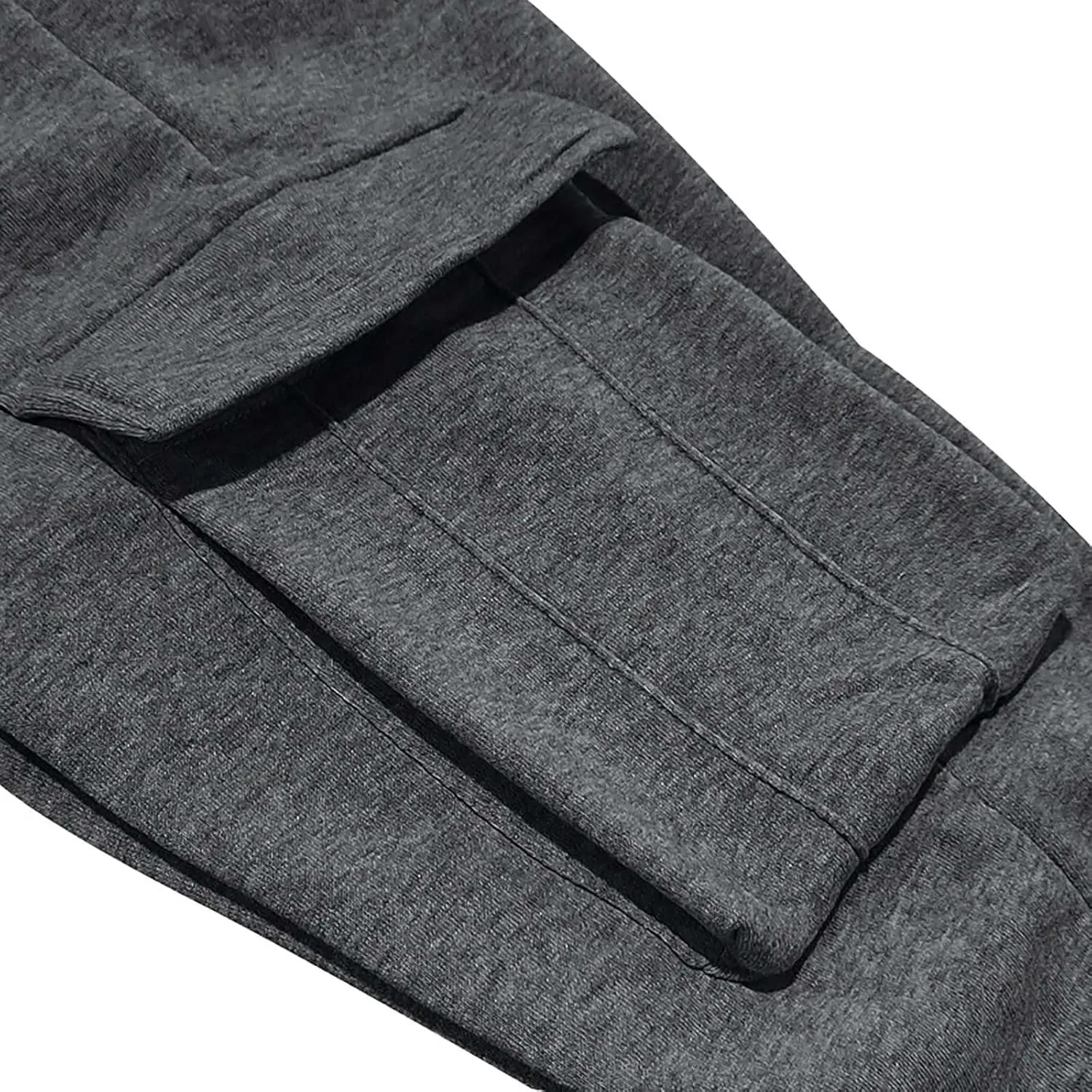 Mens Hiking Cargo Pants Large Elastic Waist Pants with Multi-Pocket Fit Drawstring Wide Trousers